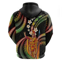 Hawaii King Kamehameha Zip Hoodie Fantastic Plumeria Reggae