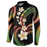 Hawaii Plumeria Reggae Button Sweatshirt Polynesian Pattern