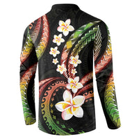 Hawaii Plumeria Reggae Button Sweatshirt Polynesian Pattern