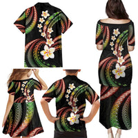 Hawaii Plumeria Reggae Family Matching Puletasi and Hawaiian Shirt Polynesian Pattern