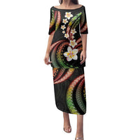 Hawaii Plumeria Reggae Family Matching Puletasi and Hawaiian Shirt Polynesian Pattern