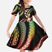 Hawaii Plumeria Reggae Family Matching Tank Maxi Dress and Hawaiian Shirt Polynesian Pattern LT01 Daughter's Dress Reggae - Polynesian Pride