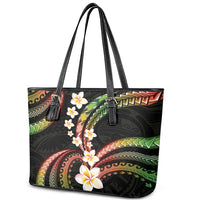 Hawaii Plumeria Reggae Leather Tote Bag Polynesian Pattern