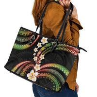 Hawaii Plumeria Reggae Leather Tote Bag Polynesian Pattern