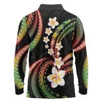 Hawaii Plumeria Reggae Long Sleeve Polo Shirt Polynesian Pattern LT01 - Polynesian Pride