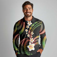 Hawaii Plumeria Reggae Long Sleeve Polo Shirt Polynesian Pattern LT01 - Polynesian Pride