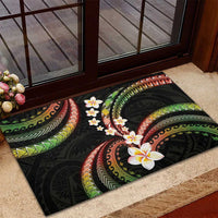 Hawaii Plumeria Reggae Rubber Doormat Polynesian Pattern