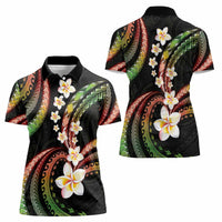 Hawaii Plumeria Reggae Women Polo Shirt Polynesian Pattern