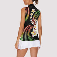 Hawaii Plumeria Reggae Women Sleeveless Polo Shirt Polynesian Pattern LT01 - Polynesian Pride