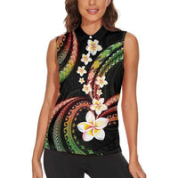 Hawaii Plumeria Reggae Women Sleeveless Polo Shirt Polynesian Pattern LT01 - Polynesian Pride