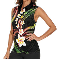 Hawaii Plumeria Reggae Women Sleeveless Polo Shirt Polynesian Pattern LT01 - Polynesian Pride