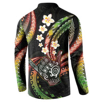 Hawaii Shaka Sign Button Sweatshirt Fantastic Frangipani Reggae