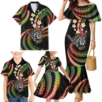 Hawaii Shaka Sign Family Matching Mermaid Dress and Hawaiian Shirt Fantastic Frangipani Reggae