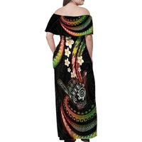 Hawaii Shaka Sign Family Matching Off Shoulder Maxi Dress and Hawaiian Shirt Fantastic Frangipani Reggae