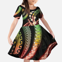 Hawaiian Ukulele Family Matching Puletasi and Hawaiian Shirt Jawaiian Fantastic Plumeria LT01 Daughter's Dress Reggae - Polynesian Pride