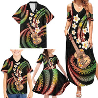Hawaiian Ukulele Family Matching Summer Maxi Dress and Hawaiian Shirt Jawaiian Fantastic Plumeria LT01 - Polynesian Pride