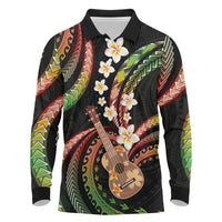 Hawaiian Ukulele Long Sleeve Polo Shirt Jawaiian Fantastic Plumeria LT01 Reggae - Polynesian Pride