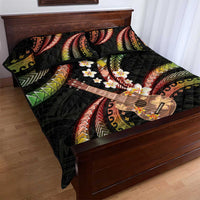Hawaiian Ukulele Quilt Bed Set Jawaiian Fantastic Plumeria