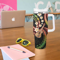 Hawaiian Ukulele Tumbler With Handle Jawaiian Fantastic Plumeria