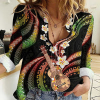 Hawaiian Ukulele Women Casual Shirt Jawaiian Fantastic Plumeria
