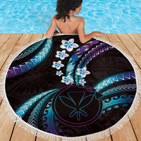 Hawaii Map Kanaka Maoli Beach Blanket Fantastic Frangipani Amethyst Gradient LT01 - Polynesian Pride