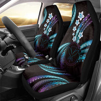 Hawaii Map Kanaka Maoli Car Seat Cover Fantastic Frangipani Amethyst Gradient