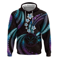 Hawaii Map Kanaka Maoli Hoodie Fantastic Frangipani Amethyst Gradient