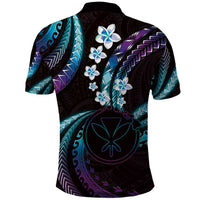 Hawaii Map Kanaka Maoli Polo Shirt Fantastic Frangipani Amethyst Gradient