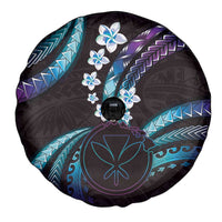 Hawaii Map Kanaka Maoli Spare Tire Cover Fantastic Frangipani Amethyst Gradient