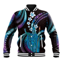 Hawaii King Kamehameha Baseball Jacket Fantastic Plumeria Amethyst Gradient LT01 Unisex Purple - Polynesian Pride