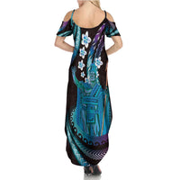 Hawaii King Kamehameha Family Matching Summer Maxi Dress and Hawaiian Shirt Fantastic Plumeria Amethyst Gradient LT01 - Polynesian Pride