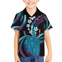 Hawaii King Kamehameha Family Matching Tank Maxi Dress and Hawaiian Shirt Fantastic Plumeria Amethyst Gradient LT01 Son's Shirt Purple - Polynesian Pride
