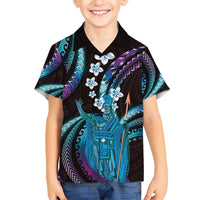 Hawaii King Kamehameha Hawaiian Shirt Fantastic Plumeria Amethyst Gradient