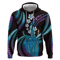 Hawaii King Kamehameha Hoodie Fantastic Plumeria Amethyst Gradient