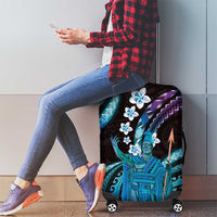 Hawaii King Kamehameha Luggage Cover Fantastic Plumeria Amethyst Gradient