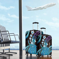 Hawaii King Kamehameha Luggage Cover Fantastic Plumeria Amethyst Gradient