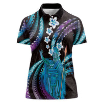 Hawaii King Kamehameha Women Polo Shirt Fantastic Plumeria Amethyst Gradient