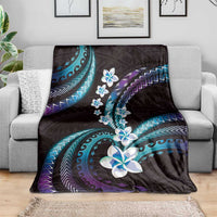 Hawaii Plumeria Blanket Amethyst Gradient Polynesian Pattern