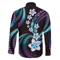Hawaii Plumeria Family Matching Puletasi and Hawaiian Shirt Amethyst Gradient Polynesian Pattern