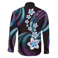 Hawaii Plumeria Family Matching Short Sleeve Bodycon Dress and Hawaiian Shirt Amethyst Gradient Polynesian Pattern