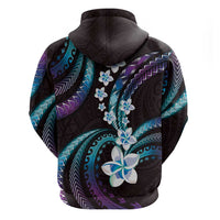 Hawaii Plumeria Hoodie Amethyst Gradient Polynesian Pattern
