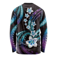 Hawaii Plumeria Long Sleeve Shirt Amethyst Gradient Polynesian Pattern