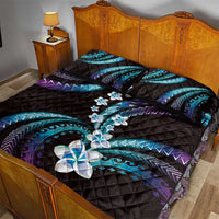 Hawaii Plumeria Quilt Bed Set Amethyst Gradient Polynesian Pattern