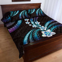 Hawaii Plumeria Quilt Bed Set Amethyst Gradient Polynesian Pattern