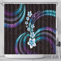 Hawaii Plumeria Shower Curtain Amethyst Gradient Polynesian Pattern