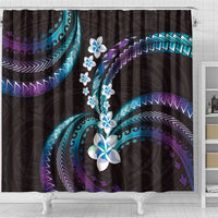 Hawaii Plumeria Shower Curtain Amethyst Gradient Polynesian Pattern