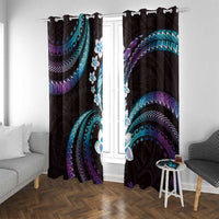 Hawaii Plumeria Window Curtain Amethyst Gradient Polynesian Pattern
