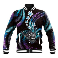 Hawaii Shaka Sign Baseball Jacket Fantastic Frangipani Amethyst Gradient