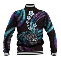 Hawaii Shaka Sign Baseball Jacket Fantastic Frangipani Amethyst Gradient