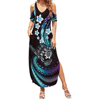 Hawaii Shaka Sign Family Matching Summer Maxi Dress and Hawaiian Shirt Fantastic Frangipani Amethyst Gradient